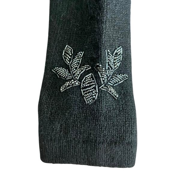 I.B. Diffusion VTG Silk Angora Lambswool Black Beaded Sweater Size L Glam Goth - Picture 7 of 10
